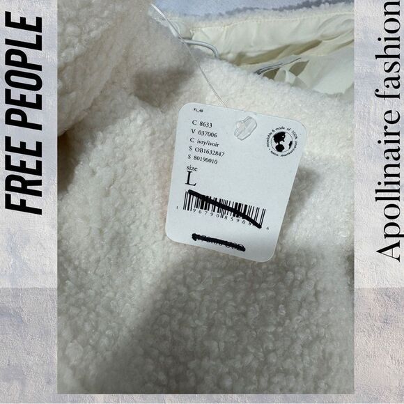FREE PEOPLE TOURNAMENT FLEECE NWT IN IVORY LARGE - Picture 7 of 7